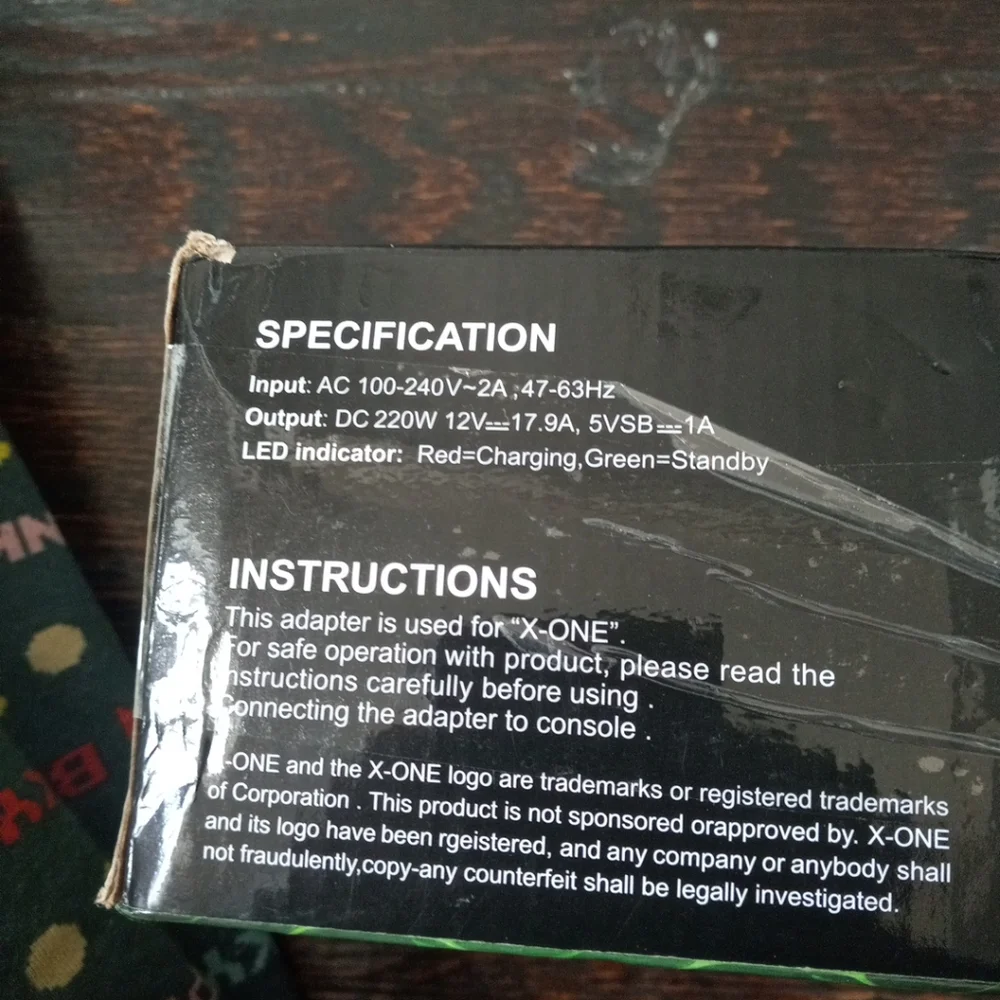 Ac Adapter For Xbox One Led Indicator: Red= Charging, Green = Standby Open Box
